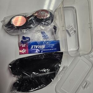 Black Adult Swim Goggles Set Anti-fog Swim Cap